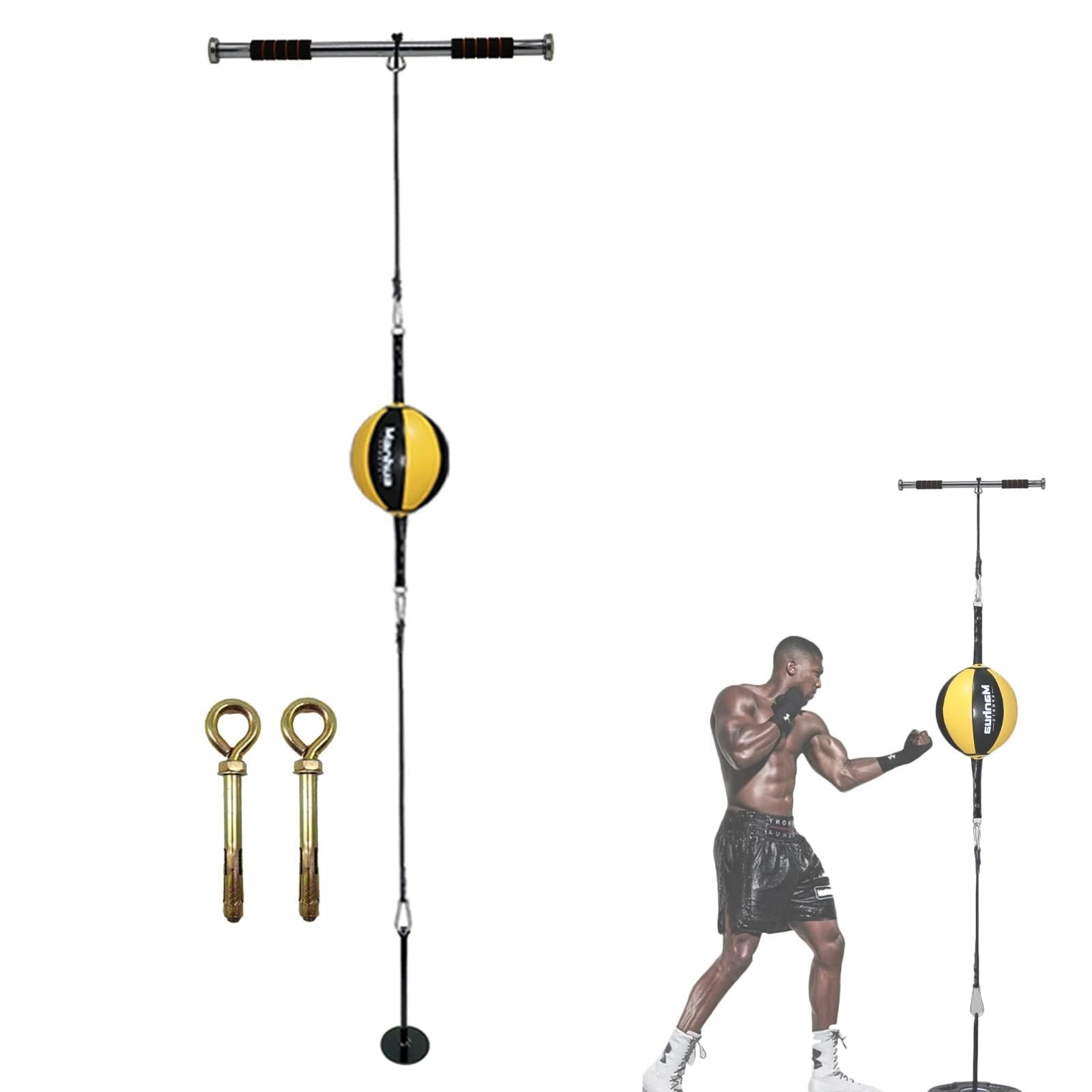 Sacco da boxe silenzioso per porta, sacco a doppia estremità e palla da boxe per riflessi per telaio della porta, soffitto e pavimento, palla antistress da appendere per fitness e ventilazione, sacc