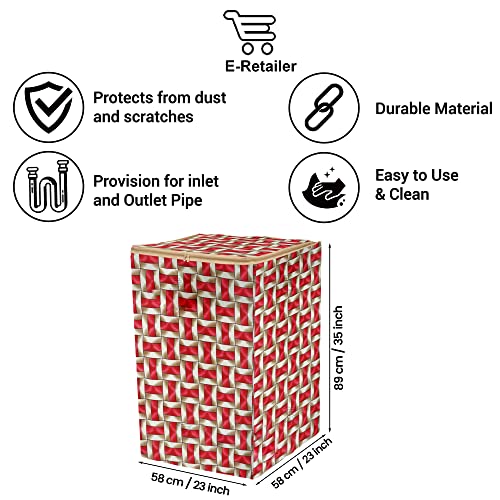 Image of Washing Machine Cover for Top Load 5kg to 7.5kg | Light Weight Dustproof Polyester Cover with Zip Enclosure | Pattern Fully Automatic Washer Protector Indoor Outdoor Use- Size 23x23x35 inch