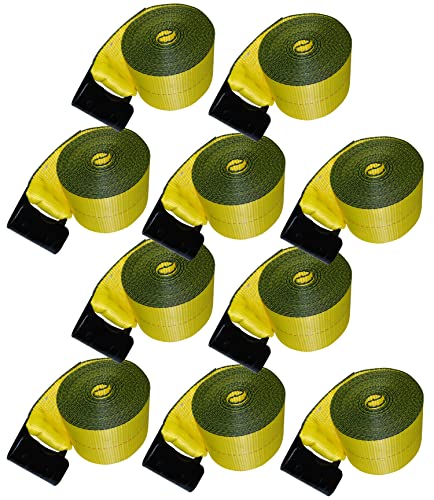 Shippers Supplies 4” x 30’ Heavy Duty Winch Strap with Flat Hook for Flatbed Trailer 6,000 lbs Load Limit — 10 Pack