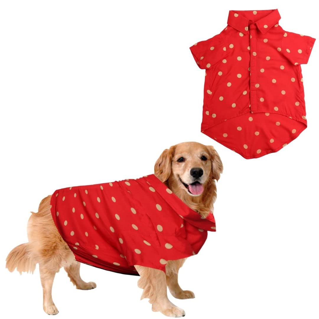 Sage Square Dog Shirt Polka - Stylish Red & White Polka Dot Casual Shirt for Dogs, Polka Dot Dog Shirt in Red, Premium Cotton Polka Dot Pet Shirt. (Red 28 Inch, 1 Count)