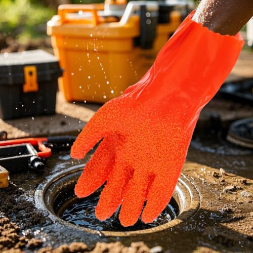 Guantes de goma duraderos para sistemas de drenaje y fontanería, pack de 6 6