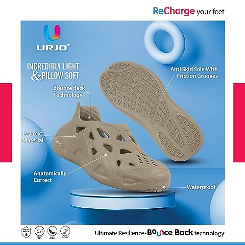 Image of URJO EZY Men's Clogs /Sandals with Adjustable Back Strap Ultra Soft & Flexibility Anti Skid Comfortable Waterproof Daily Mules Clogs /Sandals for Men