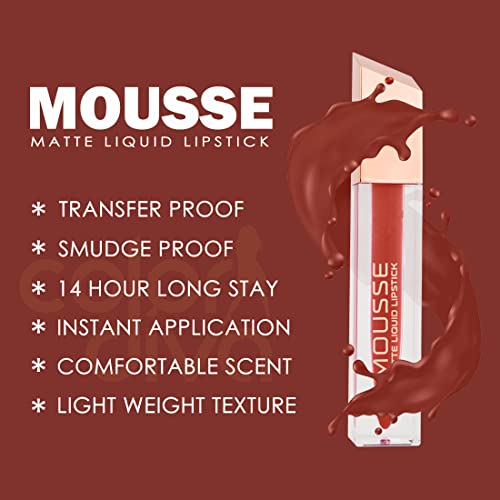 Image of Adbeni Value Pack, Mousse Matte Liquid Lipstick With Eyeliner & Mascara, 5.5ml Each | Long Lasting, Water & Smudge Proof, Light Weight, 14 Hour Long Stay, Pack Of 3 (Virgin 108)