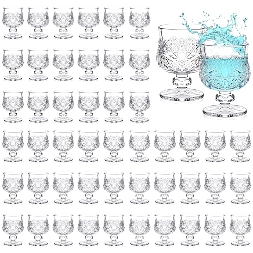 Suclain Juego de 36 vasos de chupito a granel de 1.5 onzas, mini vasos de chupito lindos con tallo de jerez, cristalería transparente para vino, licor, tequila, whisky, bebidas, boda, fiesta, bar,