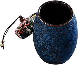 Angoily Ceramic Tea Canister Porcelain Tea Tin Vintage Ceramic Tea Jar Airtight Lid Tea Canister Loose Leaf Tea Storage Container Coffee Jar for Spices Nuts Snacks Storage Blue Ceramic Tea Container