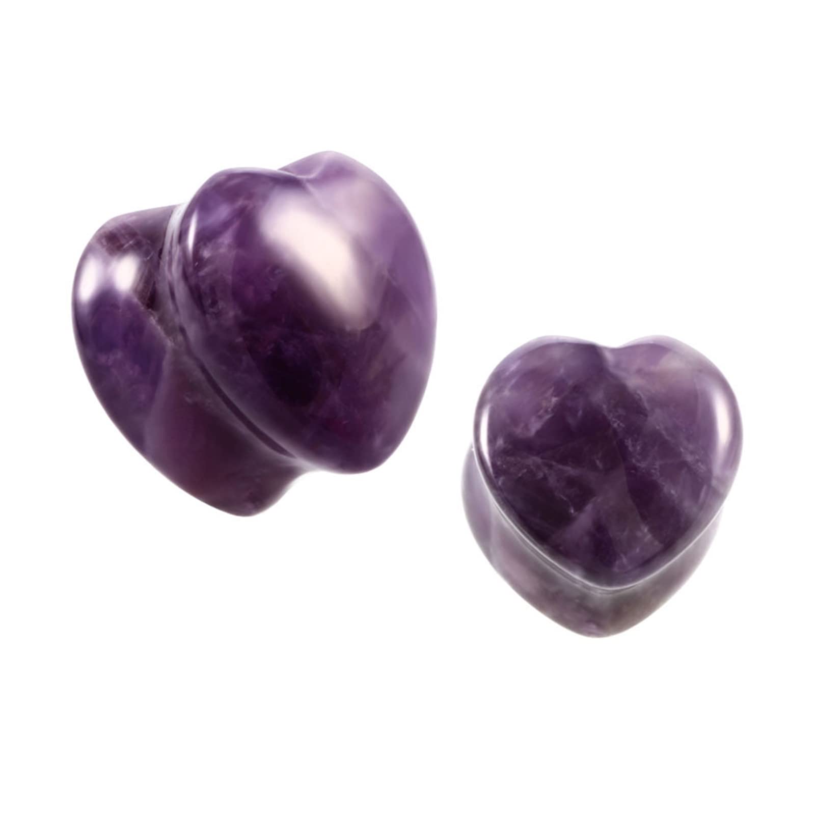 WZGWDC Messgeräte für Ohren, Stein, Tunnel und Plugs, Damen, mehrere Größen, Piercing-Ohrringe, Herren, Herzform, Opalstein, 2 ück