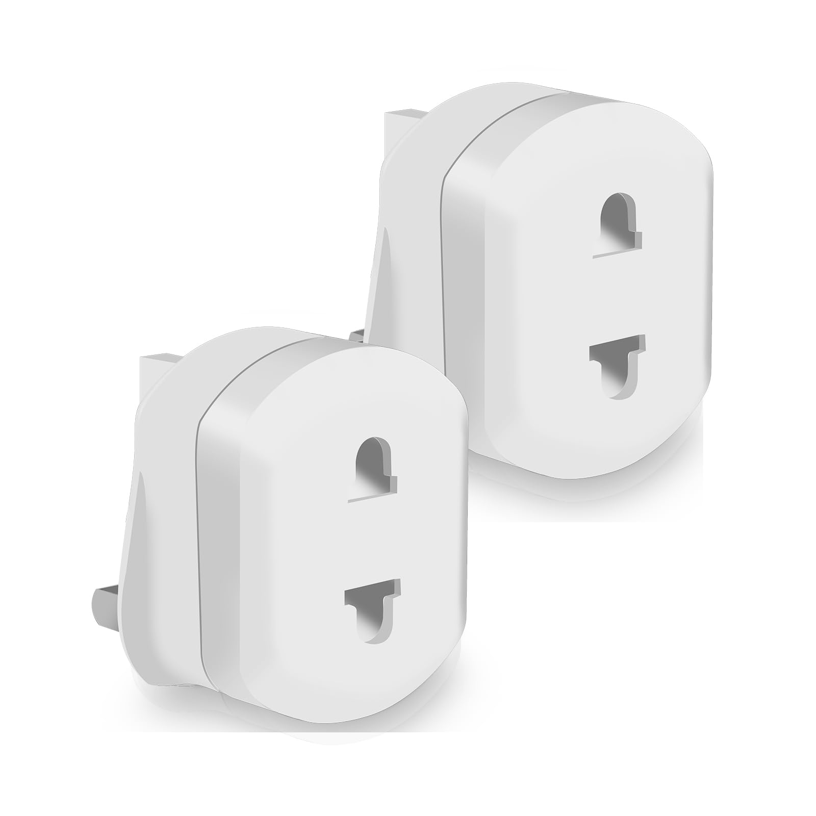 2x Pack EU/US 2 Pin to UK 3 Pin with Fused Adapter for Shaver and Toothbrush 13A White Black Plug Socket Converter (white)
