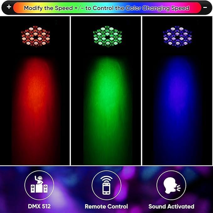 Image of LED Stage PAR Light | Multi-Color RGB DJ Disco Light for Party, Concert, Wedding & Event Lighting | DJ Light | Disco Light | Party Light | (36LED-DJLIGHT)