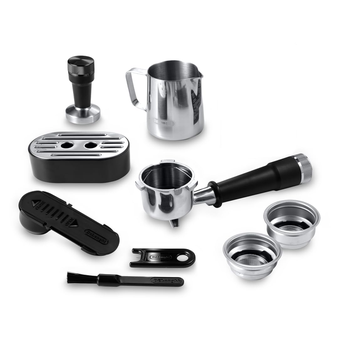 De'Longhi Dedica Maestro Plus EC950.M Macchina Caffè Espresso Manuale, Caffè Polvere o Cialde E.S.E, Montalatte Automatico Tecnologia Auto LatteArt, Serbatoio 1,6L, Spegnimento Automatico, Silver