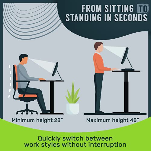 Image of TechOrbits 47 Inch Electric Standing Desk Frame with Tabletop - Motorized Workstation Two Leg Stand Up Desk with Memory Settings and Telescopic Sit Stand Height Adjustment (Black Frame /Wood Brown Top