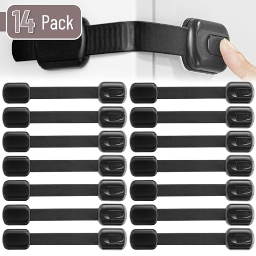 Image of Bates- Child Safety Strap Locks, 14 Pack, Black Baby Cabinet Locks, Toilet Locks Baby Proof, Child Proof Drawer Locks, Cabinet Baby Locks for Cabinets, Child Proof Cabinet Locks, Drawer Child Locks