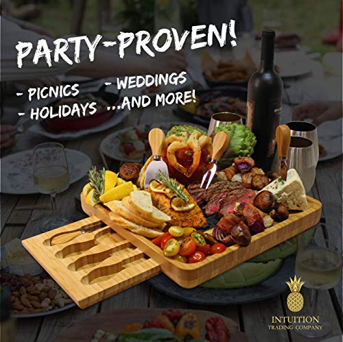 image for Intuition Trading Company Premium Bamboo Cheese Board and Cutlery Set 