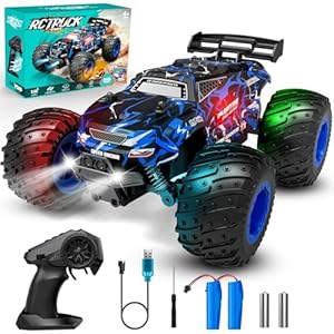 Remote Control Car, 1:18, All-Terrain Remote Control Truck with Headlight and Bodylight, 2WD, 20KM/H, PVC Shell, 2.4GHz, Rechargeable, Sturdy, Two Speed Control, Rc Cars for Kids, Beginner