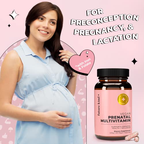 Future Kind Vegan Prenatal Vitamin (60Ct) - Prenatal Vitamins With Dha & Folate - Glass Bottle Prenatal Vitamins For Women - Citrus Scented Prenatal Folate Supplement For Women - Gluten-Free, Non-Gmo #TOP2