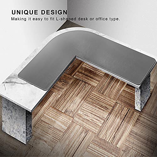 Image of Chihein L-Shaped Desk Pad, Corner Desk Mat (45.3 inch+ 57.1 inch) x 15.7 inch, Double-Sided Computer Office Mouse pad Writing Table Pad for Home Office - Gray /White
