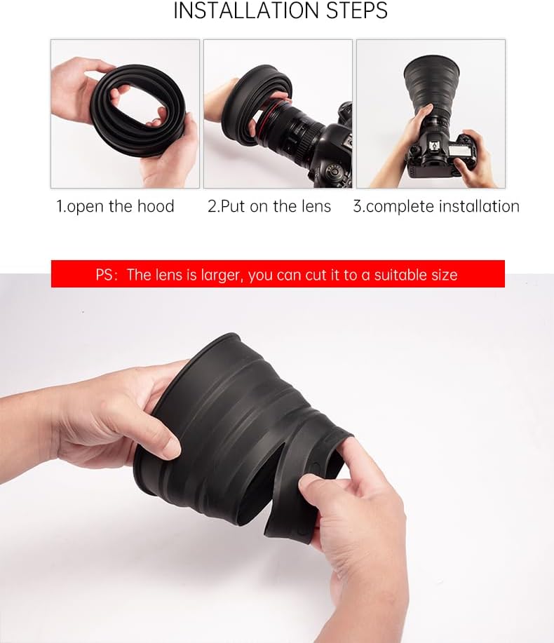 Universal Len-s Folding Hood Anti-Reflective Silicone Hood for DSLR Camera Photography Equipment Accessories (M(72-112mm)) - Image 4