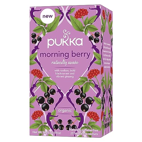 Pukka Morning Berry Herbal Tea | Fruity Blackcurrant, Blackberry, Rosehip and Rooibos Blend | Caffeine Free | 1.5 Gram Each | 20 Sachets | Pack of 1