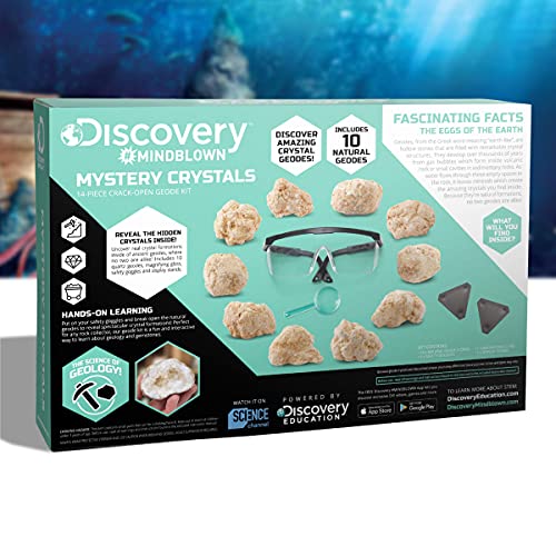 Discovery™ Mystery Crystal Geode Kit – Crack Open 10 Real Quartz Geodes| Includes Goggles, Magnifying Glass & Display Stands| Educational STEM Geology Toy for Kids| Science Activity Set Gift| Ages 6+ - Image 8