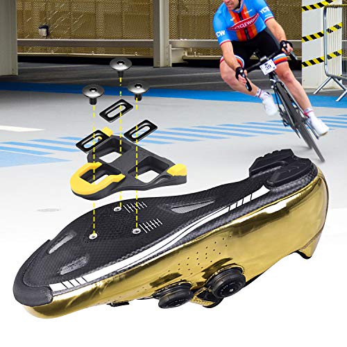 NAACOO Bike Cleats Compatible with Shimano SPD-SL SM-SH Cleats- Indoor Outdoor Peleton Spin Cycling Pedals Cleat & Road Bike Bicycle Clips Set-Self-Locking (Yellow- 6° Float) - Thumbnail 2