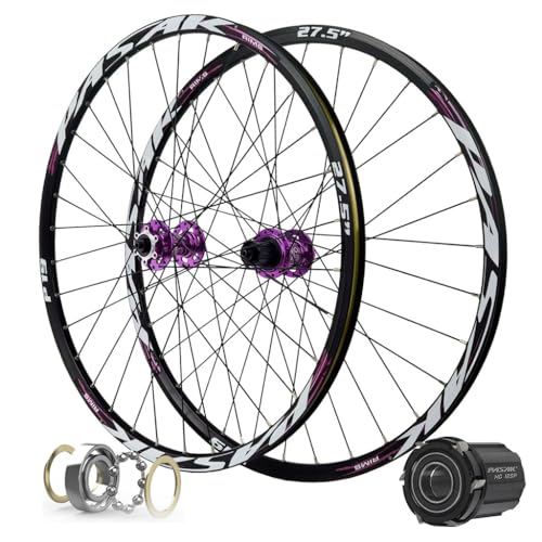 LPYDWZ Roues Vélo VTT 26/27,5/29 Pouces, Frein À Disque en Alliage D'aluminium À Double Paroi HG Hybride/Jante de Cyclisme QR 9mm for 7-12 Vitesses...