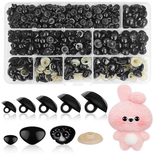 Hengxinchen 430 Pièces Yeux Amigurumi a Coudre Noir,Yeux de Securite Amigurumi avec Rondelles,pour Amigurumi Crochet Artisanat Poupée Animaux et Ours en Peluche(Ø...