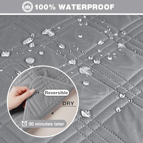 Image of TAOCOCO Waterproof Sectional Couch Covers L Shaped Sofa Covers Chaise Lounge Cover 3pcs Reversible Sofa Covers for Sectional Sofa Pet Kids Furniture Protector with Elastic Straps(Large, Gray)