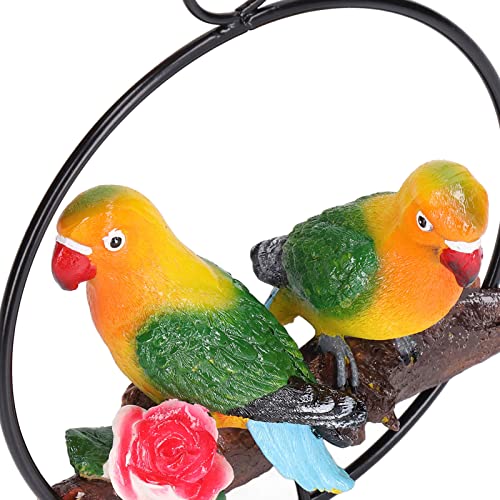 Hangend Papegaaistandbeeld, Hangend Vogelringdecor Sculptuurbeeldje Op Metalen Ronde Ring Art Decor Prachtige Schommel Voor Terrasgazon Huis- En Tuindecoratie - Image 4