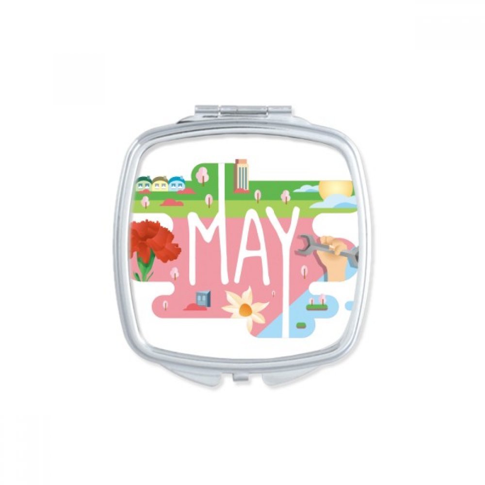 Miroir compact de poche mignon petit miroir à main portable illustration de juillet multicolore