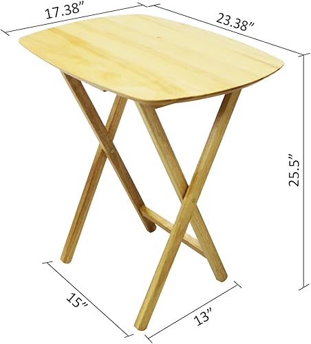 Miniatura 2 de eHemco - Mesa de televisión plegable de gran tamaño, 2 unidades, madera maciza dura, color natural