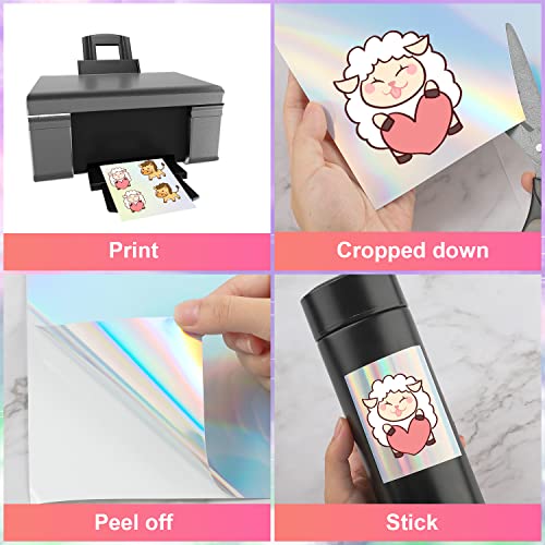 24pz Carta Adesiva in Vinile Stampabile, A4 Carta