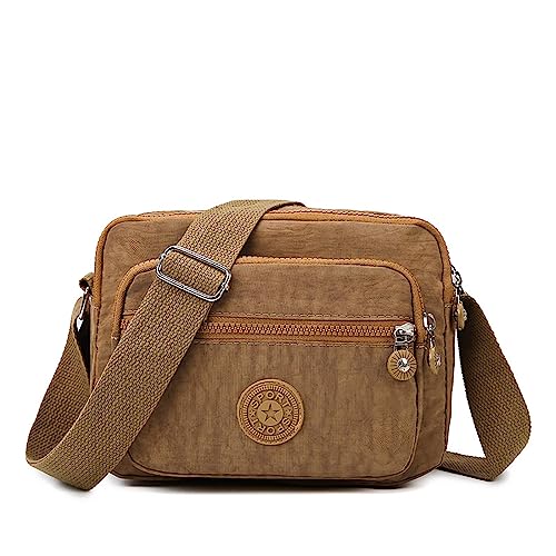 Vllcsla Bolsos Bandolera con 3 Compartimentos con Cremallera para Mujeres de Tamaño Mediano, Bolso de Hombro Bolso Cruzado de Mujer con Bolsillo Múltiple para Uso Diario (Marrón)