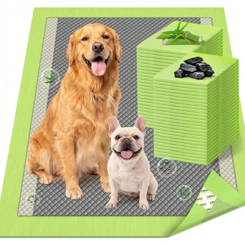 Image of CROCI Pee Pads for Dogs, 30 inchx36 inch XXL Puppy Pads, 2X Odor-Control with Charcoal & Bamboo Material, 4-Corner Adhesive Tabs, Super Absorbent & Leak-Proof (40 Counts)