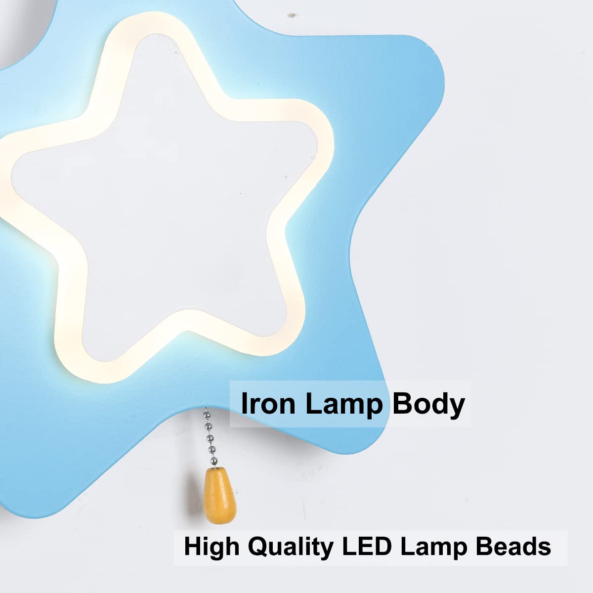 Nowoczesna lampa ścienna dla dzieci Gwiazda z przełącznikiem LED Star Wall Light Pink Kids Room Wall Lampka nocna z 3 kolorami Lampka nocna dla chłopca Dziewczyna Sypialnia Salon Dekoracyjna, niebiesk