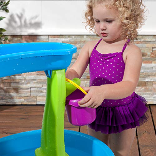 Step2 Rain Showers Wasserspieltisch | Großer Wassertisch mit 13-teiligem Zubehörset | Garten Wasser Spieltisch für Kinder in Blau und Grün
