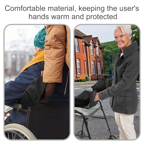 Rollator Griff Handschuhe für Rollstuhl & Walker Hand Wärmer Schutzabdeckung, Winter Outdoor Winddicht & Schnee & Regen wasserdicht Zubehör, 2 PC