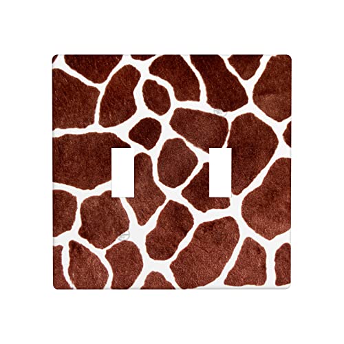 Giraffe 2 Gang Light Switch Plate, Fashion Wild Animals Fur Giraffe Skin Double Toggle Wall Plate Cover Decorative Electrical Switchplate for Kitchen Bathroom Home Art Wall Panel Decorate Faceplate