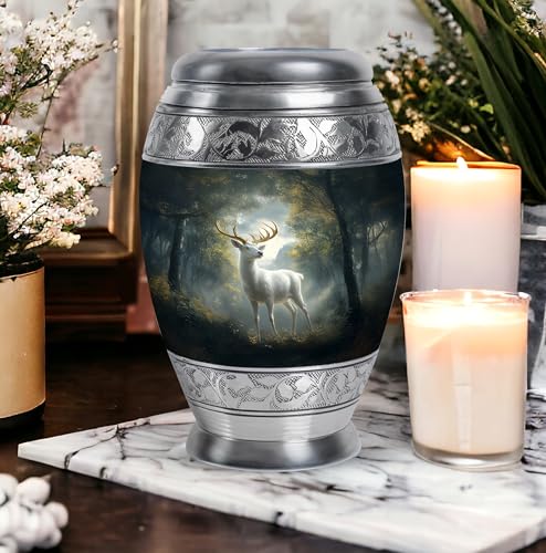 Image of Deer Urn - Small Funeral Urn for Ashes for Women & Men - Large Burial Urns for Mom & Dad - Combo of 10 Inch & 3 Inch