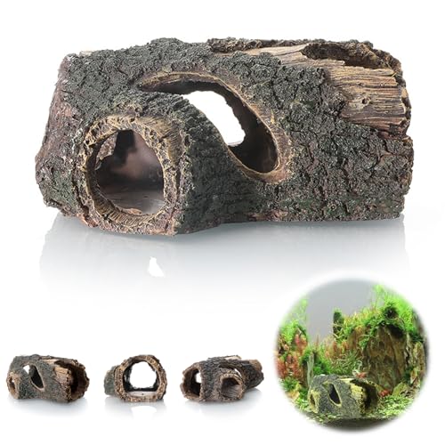 Fine jade2 Grotta per acquario in resina sintetica Betta, tronco in resina, decorazione per acquario in poliresina, paesaggio, acquario, decorazione nascondiglio per pesci (21 x 13 x 9 cm)