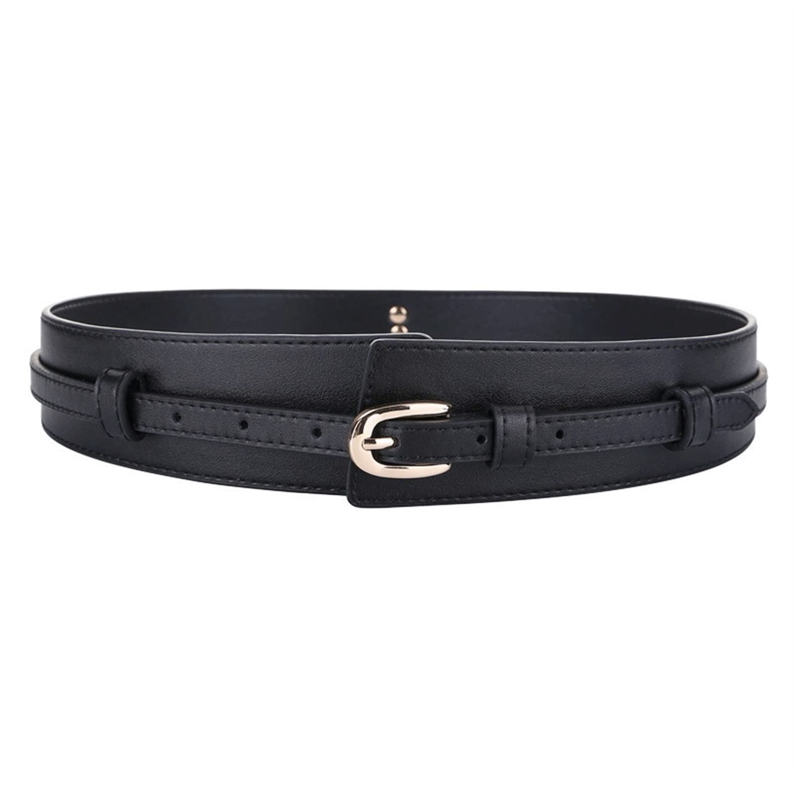 Ladies Wide Belt Buckle Leather Wide Fashion Wild Pin Buckle Womens Belt Waist Seal Belts Black 95cm