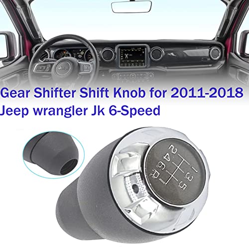 Alpeaken Gear Chrome Shift Knob Compatible With Jeep Manual Transmission Jk Wrangler 2011-2018 Series #TOP3