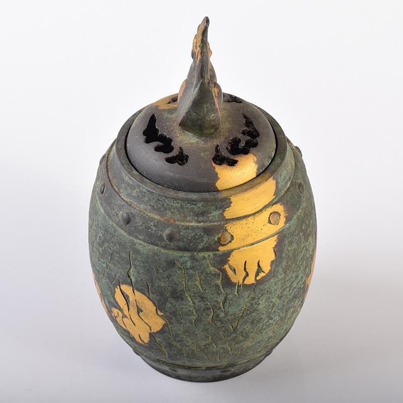 平安　秦蔵六造　鍍金銅　諌鼓　香炉　共箱　T R8037 平安 秦蔵六造 鍍金銅 諌鼓 香炉 共箱 T R8037 平安 秦