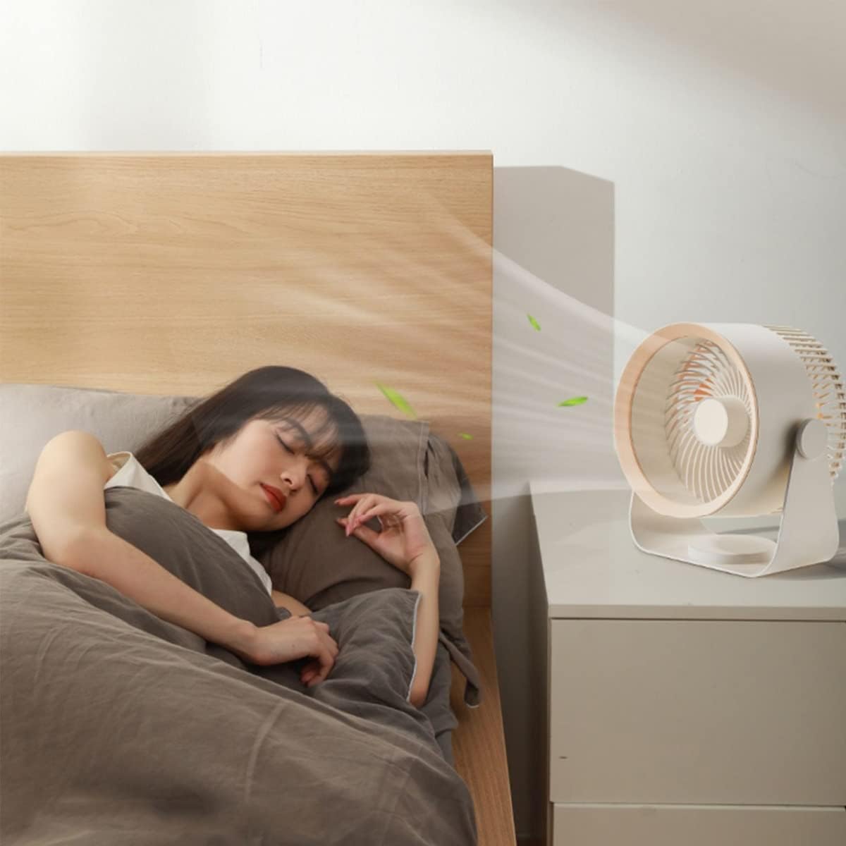Portable Desk Fan,Standing Cooling Fan,40000mAh Battery Powered Fan,Wall-Mount Fan for Bedroom,Home and Office,Kitchen (Color : White)