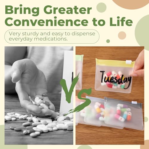 Image of Sherr 35 Pcs Pill Pouch Bags with Zipper Pill Pouch Set Travel Reusable Translucent Medicine Organizer Self Sealing Plastic Bag with Slide Lock for Storage(Stylish Morandi,3 x 3 Inch,Blank Style)