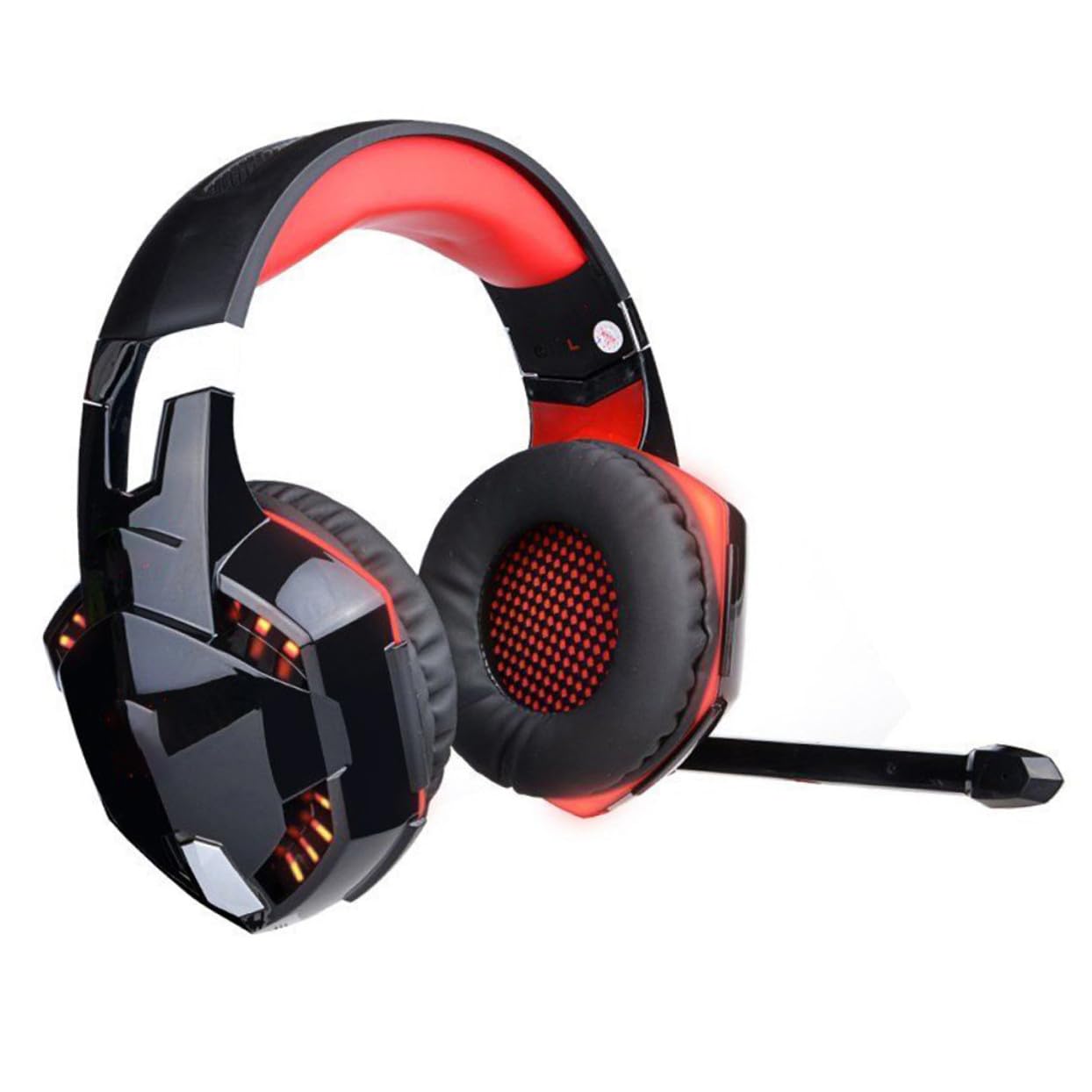 Gadpiparty Cuffie da Gioco con Luce LED Bassi Profondi Stereo Suono Surround Microfono Cuffie Over-ear per Computer e PC Rosse Driver Magnetico al Neodimio da Isolamento dal Rumore
