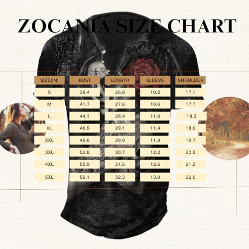 ZOCANIA Mens Henley Shirts Skull Print V Neck Short Sleeve Casual Button Down T-Shirts Vintage Tees Top Summer Henley Shirt3
