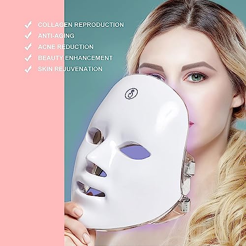 Image of Welocity Wireless Led Face Mask Light Therapy, 7 Led Light Therapy Facial Skin Care Mask, Blue & Red Light for Acne Photon Mask, Korea PDT Technology for Acne Reduction