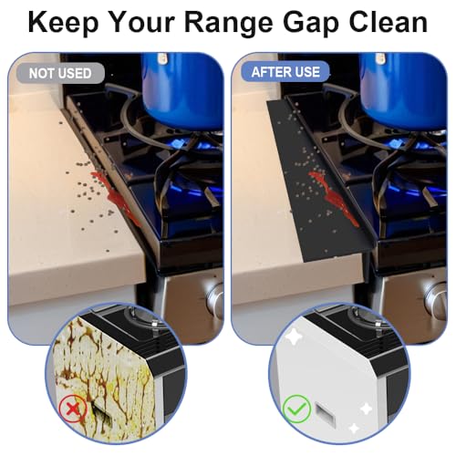 Image of Silicone Stove Gap Covers 25 Inch Side Stove Gap Filler 2pcs Folding Black