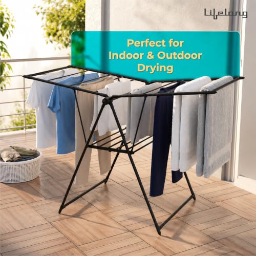 Image of Lifelong Foldable Cloth Drying Stand | Rack for More Drying Space | Collapsible Laundry | Strong & Durable | Anti-Skid | Cloth Dryer with Iron Legs