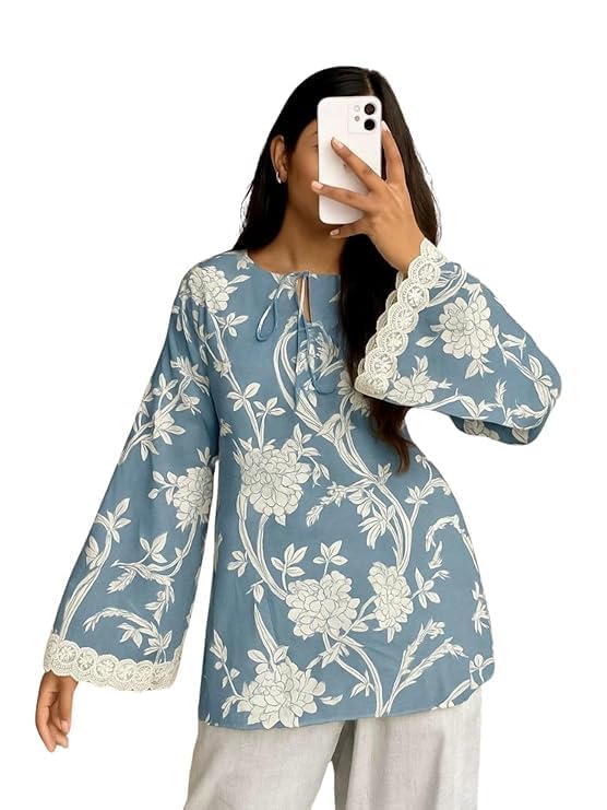 Faiz Textile Women’s Printed Short Kurti for Girls | Regular Wear Flared Tunic Top | Stylish & Comfortable Rayon Kurti |Embroidered Short Kurti Top-picture-24
