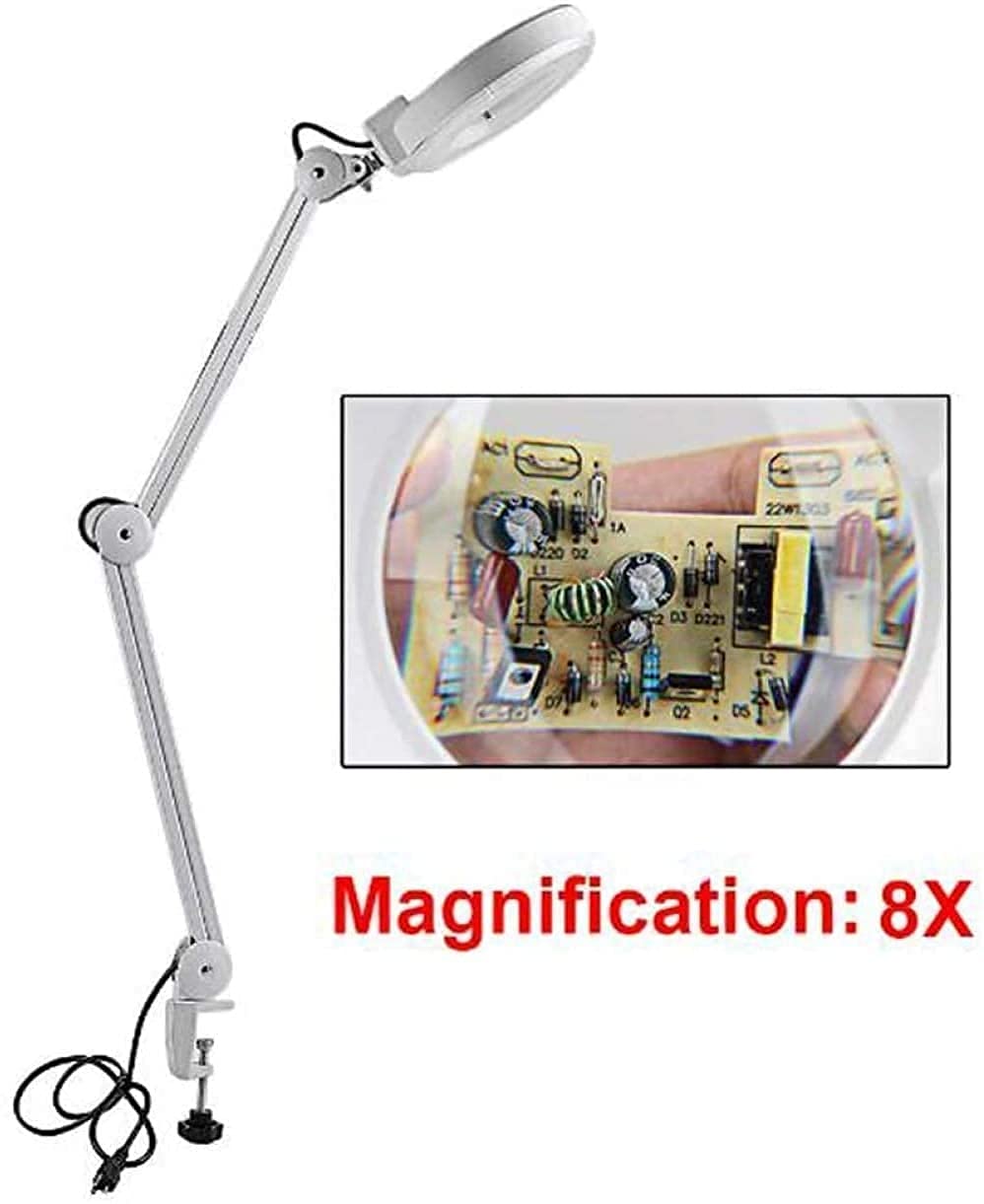 Lupa, Lámpara con Lupa Y Luces Led, Lupa De Mesa con Aumento 8X, Lupa De Lectura.